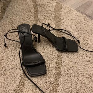 Zara Black Tie Up Heels
